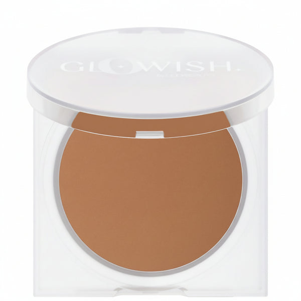Huda Beauty GloWish Luminous Pressed Powder 08 Tan — vista principal polvo compacto