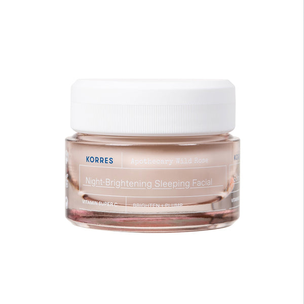 Korres Wild Rose Night-Brightening Sleeping Facial 40ml — crema nocturna griega iluminadora con aceite de rosa canina