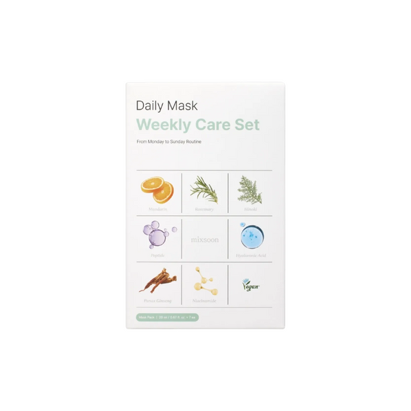 Mixsoon Daily Mask Weekly Care Set 7 mascarillas — set semanal coreano con fermentados de 72 horas
