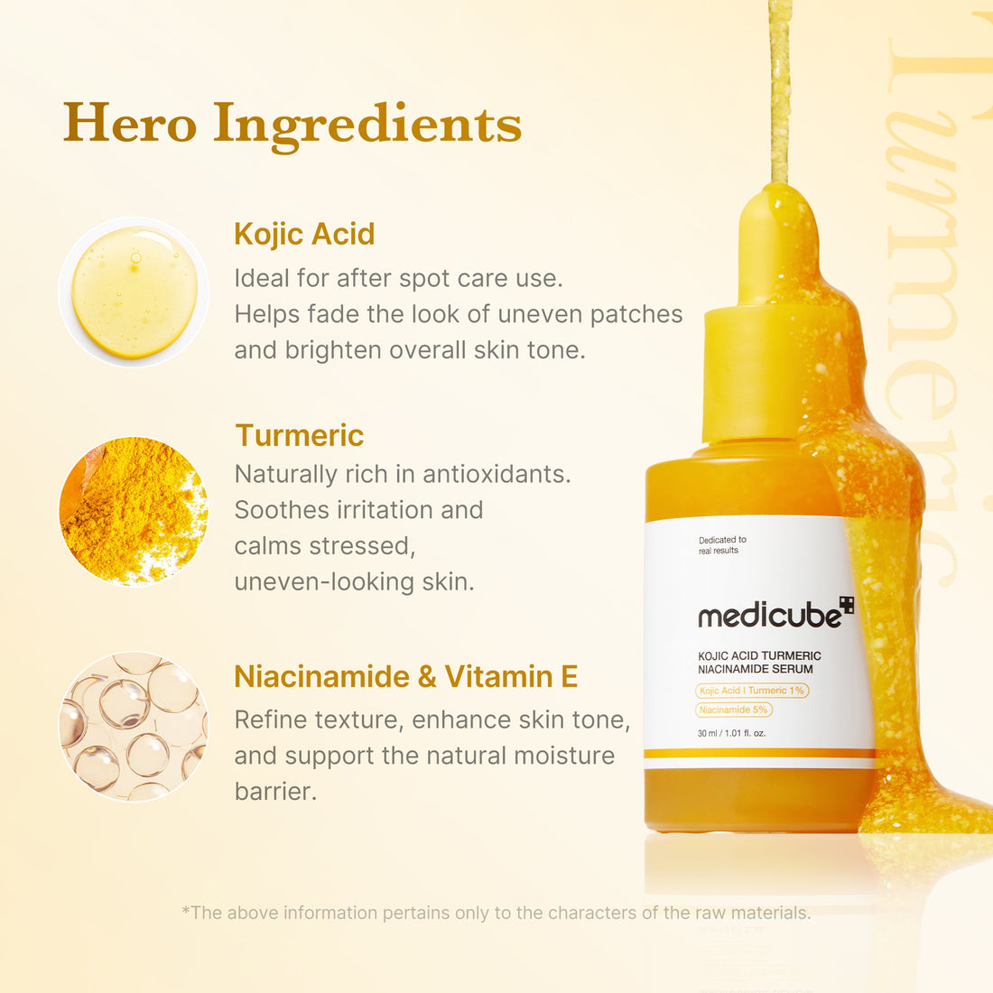 Medicube Kojic Acid Turmeric Serum — ingredientes activos kojic curcuma niacinamida