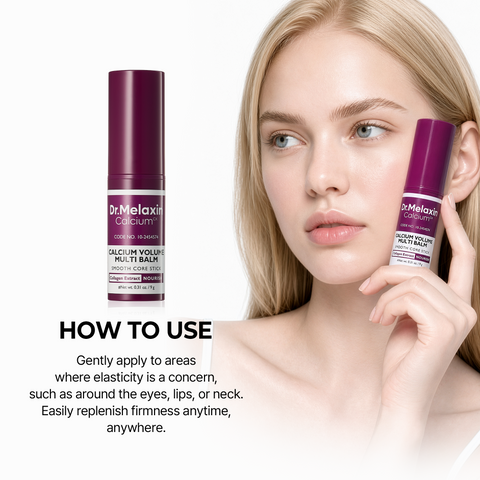 Dr.Melaxin Calcium Multi Balm modo de uso en ojos labios y cuello