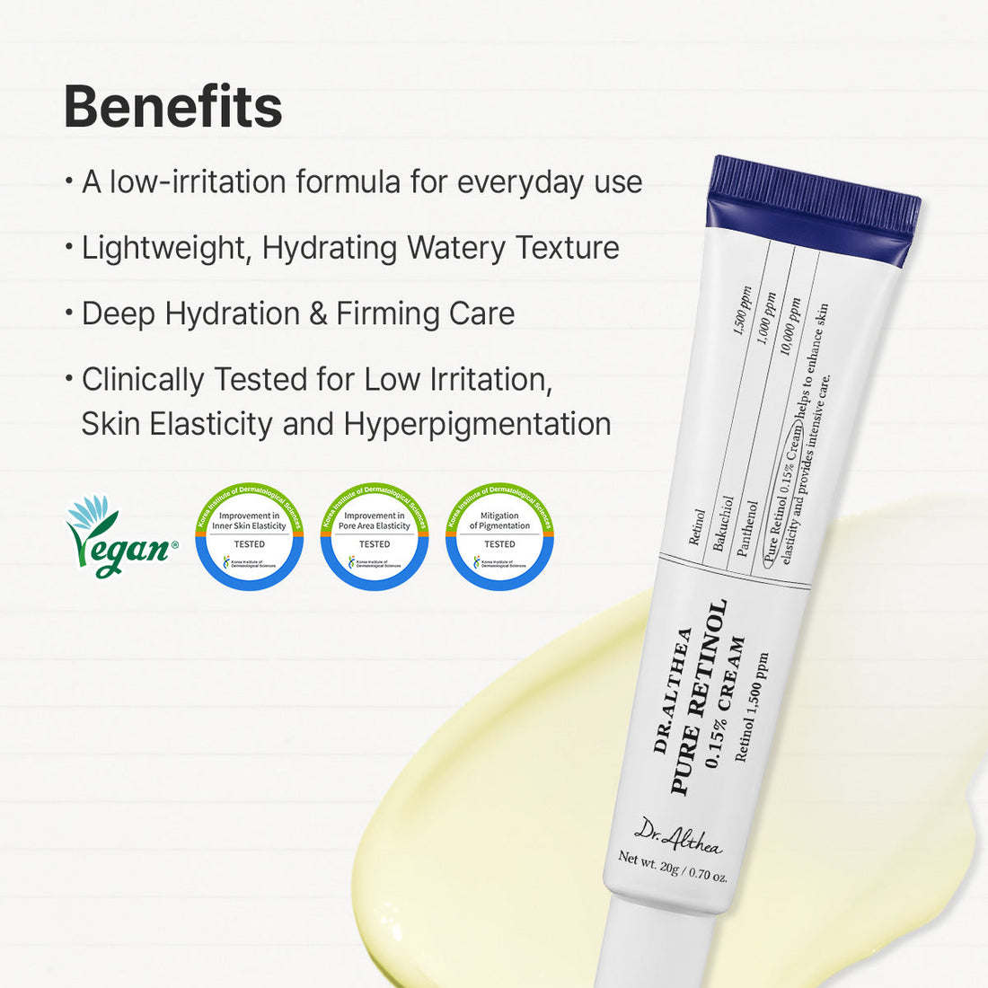 Dr. Althea Retinol 0.15% Cream aplicación — paso final rutina nocturna antiedad