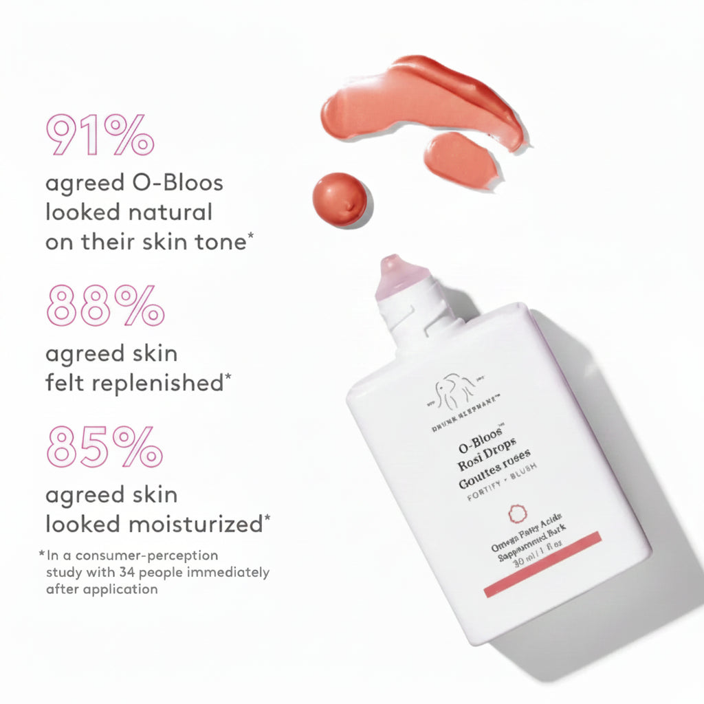 Rubor Liquido O-bloos Rosi Glow Drops Drunk — Textura | Glowup