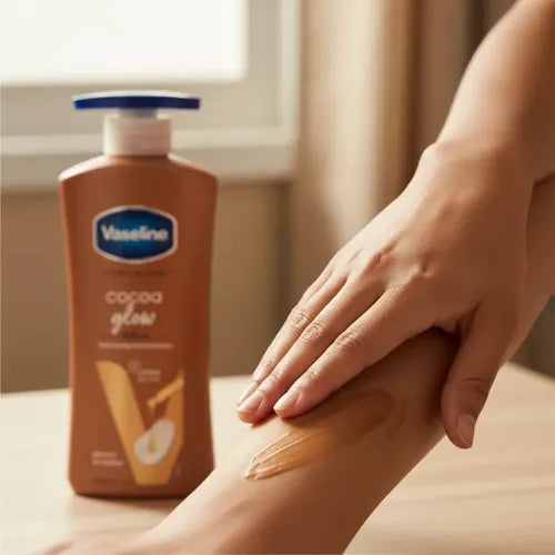 Vaseline Serum In Lotion Cocoa Glow - aplicacion en piel textura crema