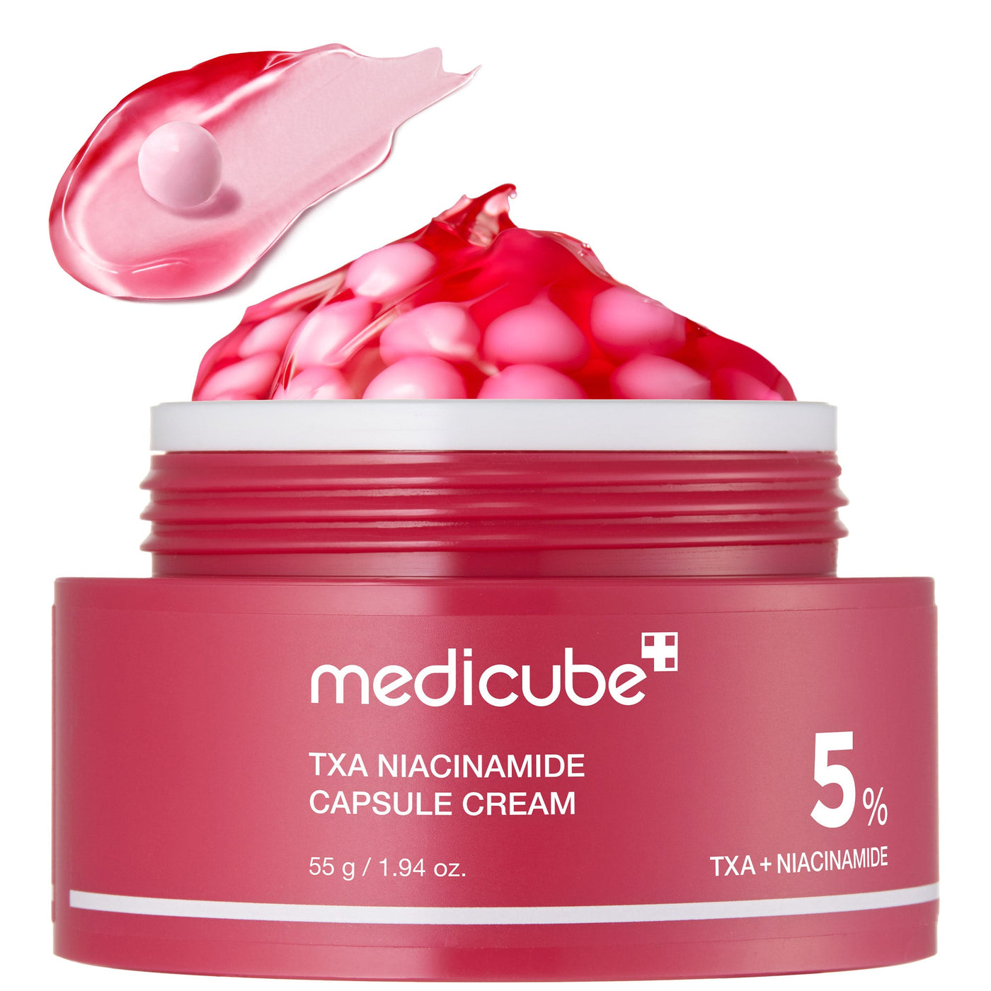 Medicube TXA Niacinamide Capsule Cream 55ml - vista principal capsula roja y crema base