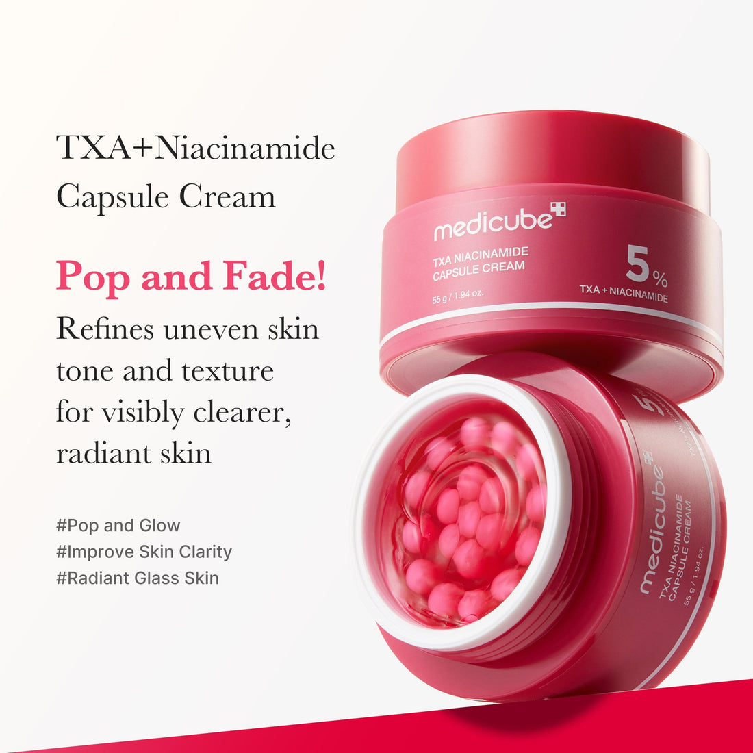 Medicube TXA Niacinamide Capsule Cream - capsula TXA 99% puro detalle activo antimanchas