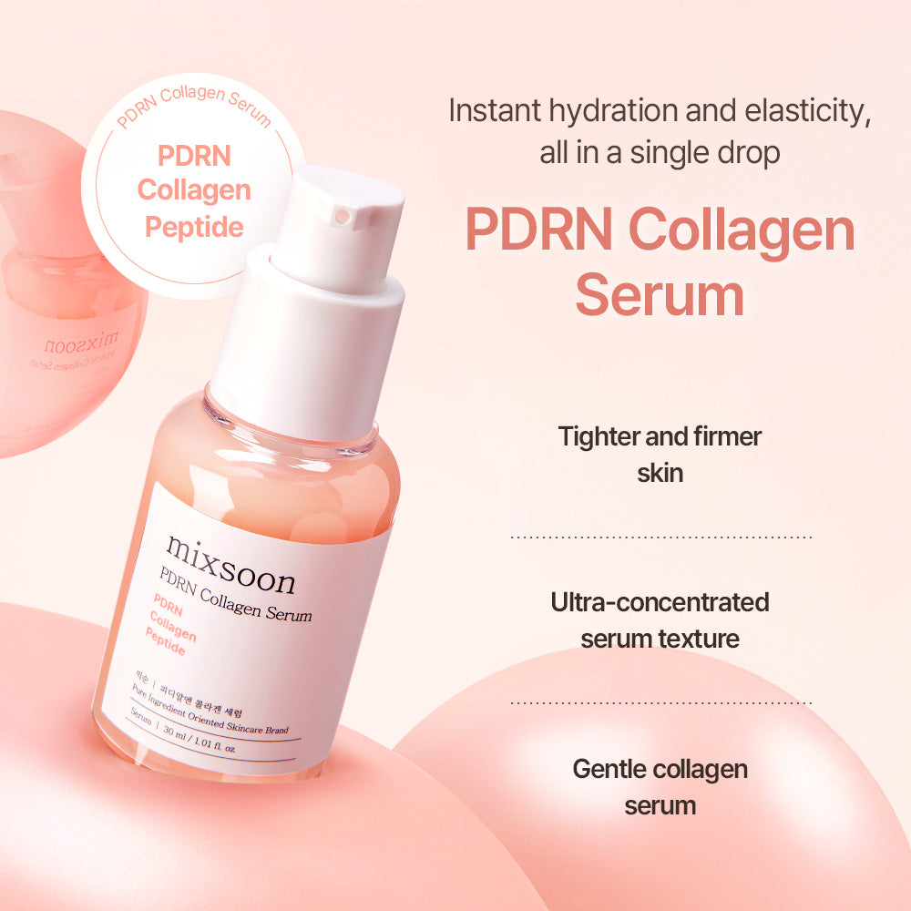 Mixsoon PDRN Collagen Serum 30ml aplicación — día y noche tras el tónico, importado original Corea