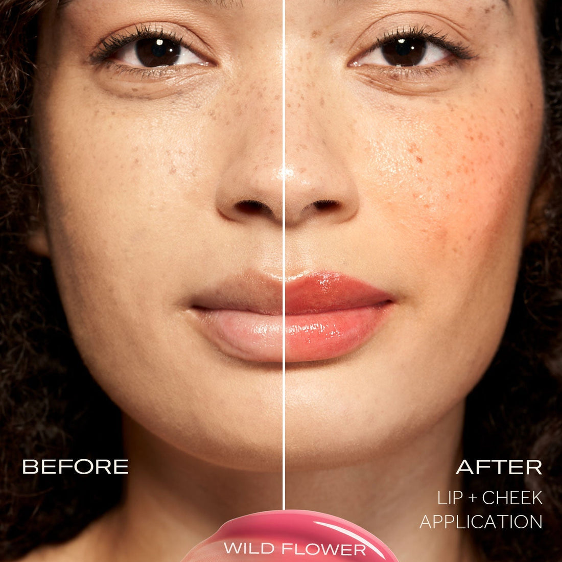 Caliray Socal Superbloom Wild Flower antes y después labios mejillas