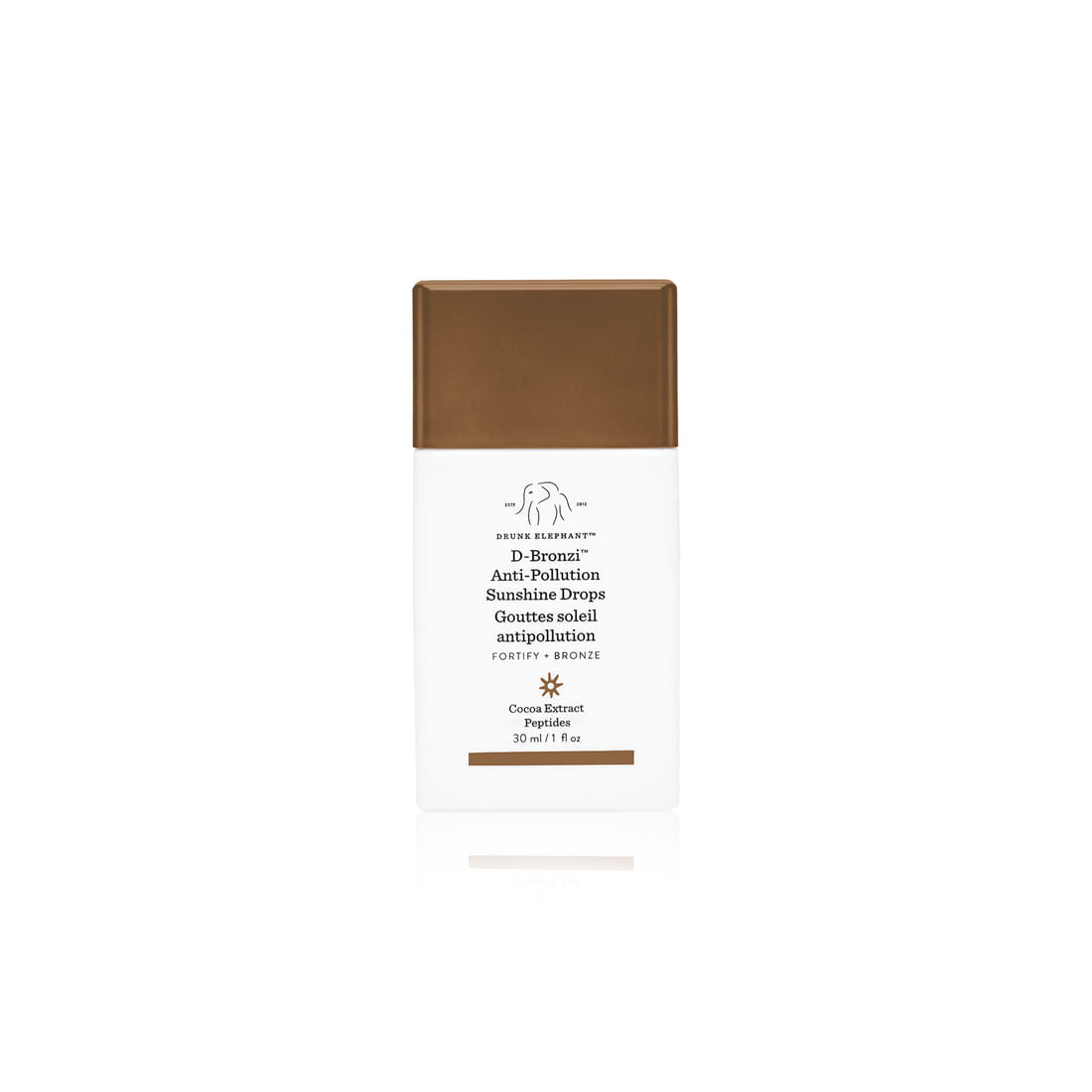 Drunk Elephant D-Bronzi Anti-Pollution Sunshine Drops 30ml sobre fondo blanco