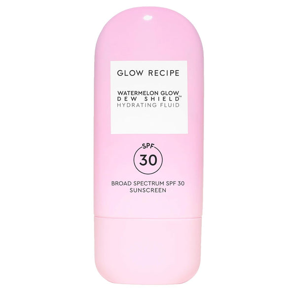 Glow Recipe Watermelon Glow Dew Shield SPF 30 protector solar sobre fondo blanco