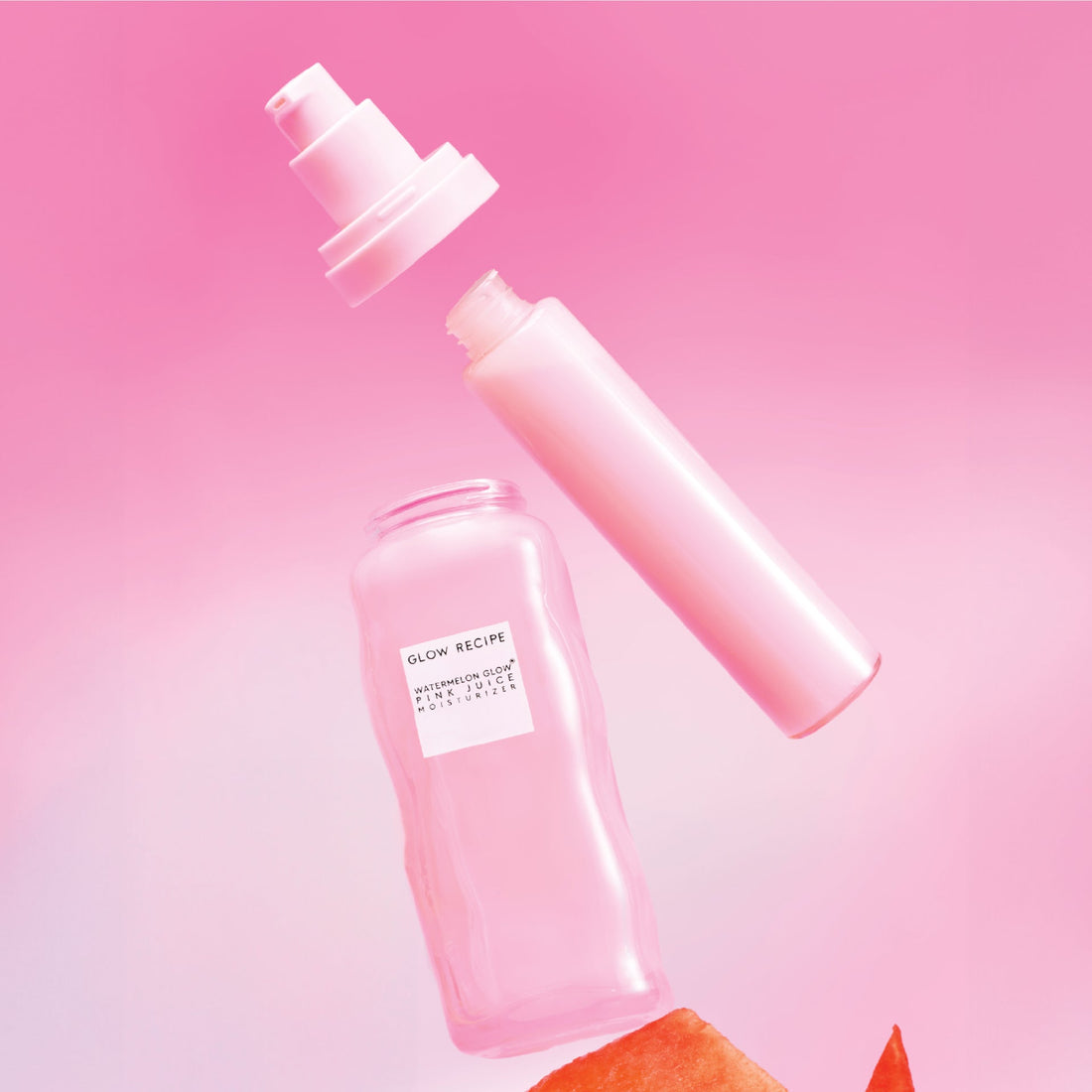 Glow Recipe Watermelon Pink Juice crema hidratante recargable, botella y refill