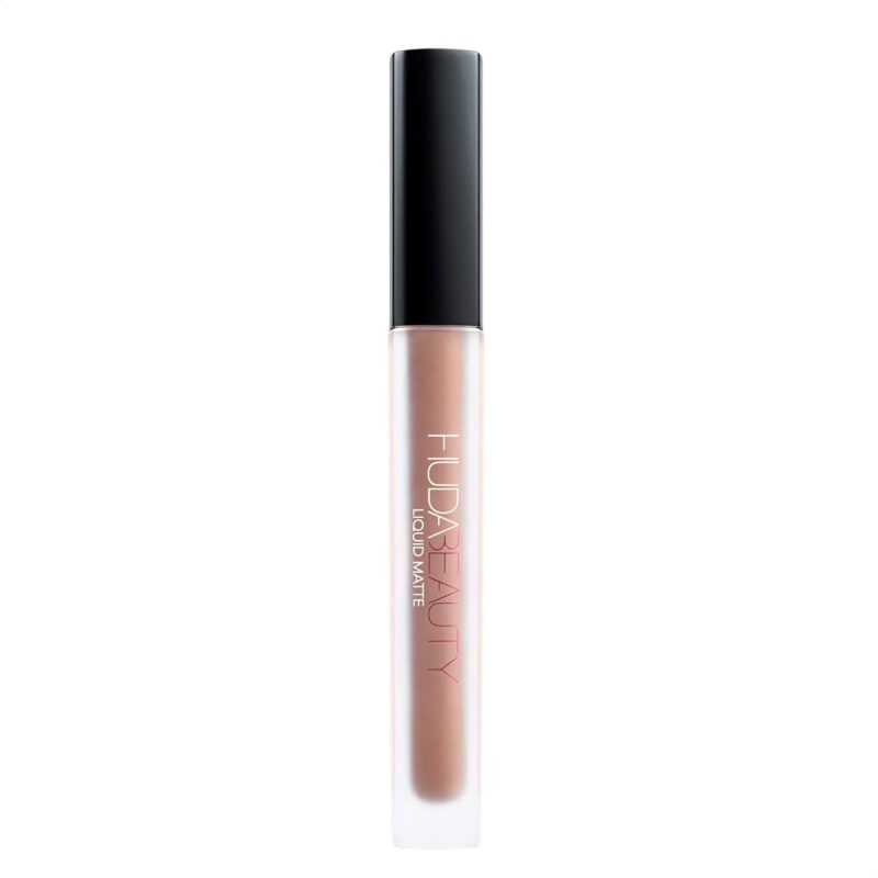 Huda Beauty Liquid Matte tono Girlfriend nude apricot packshot frontal sobre fondo blanco