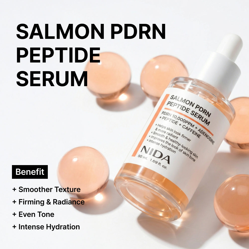 NIDA Salmon PDRN Peptide Serum beneficios textura firmeza tono uniforme hidratacion — Glowup Makeup