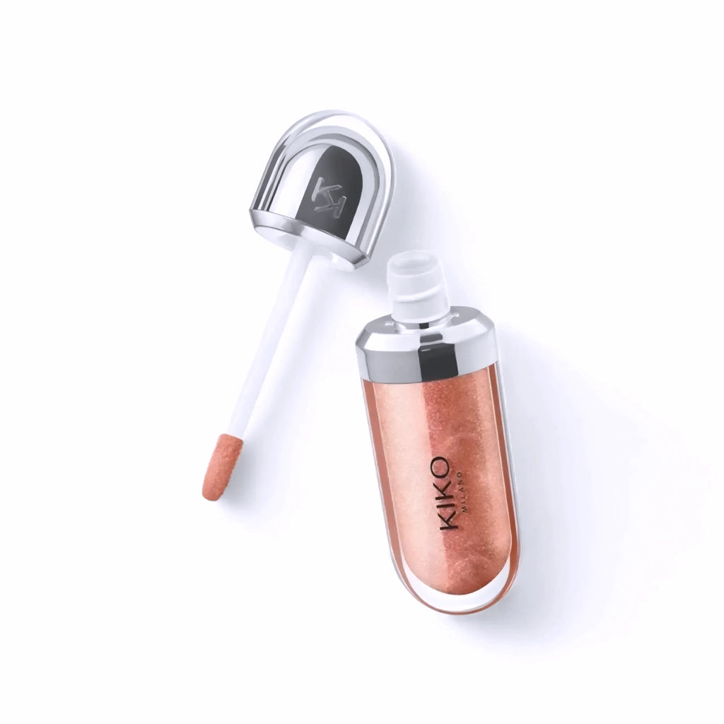 Kiko 3D Hydra Lipgloss tono 18 textura golden sparkle brillo dorado