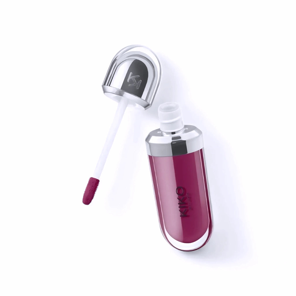 Kiko 3D Hydra Lipgloss tono 30 textura morado oscuro brillo intenso