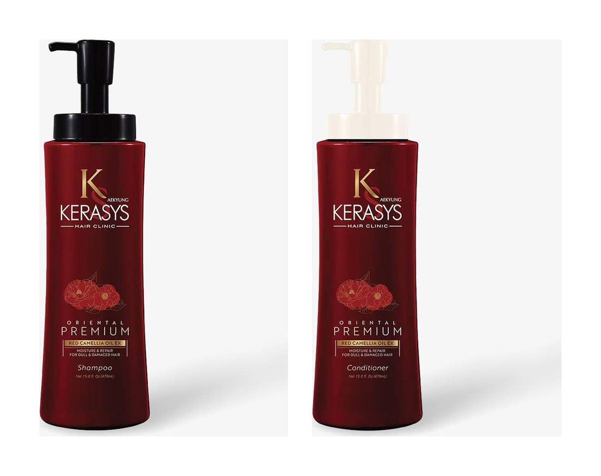 Kerasys Kit Shampoo + Acondicionador Oriental Premium 600ml fondo blanco - Glowup