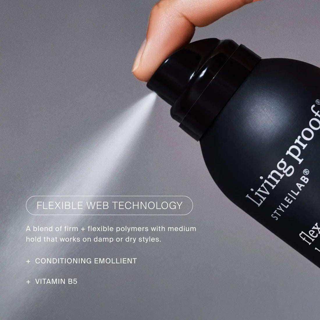 Living Proof Flex Hairspray con Flexible Web Technology, emoliente acondicionador y vitamina B5