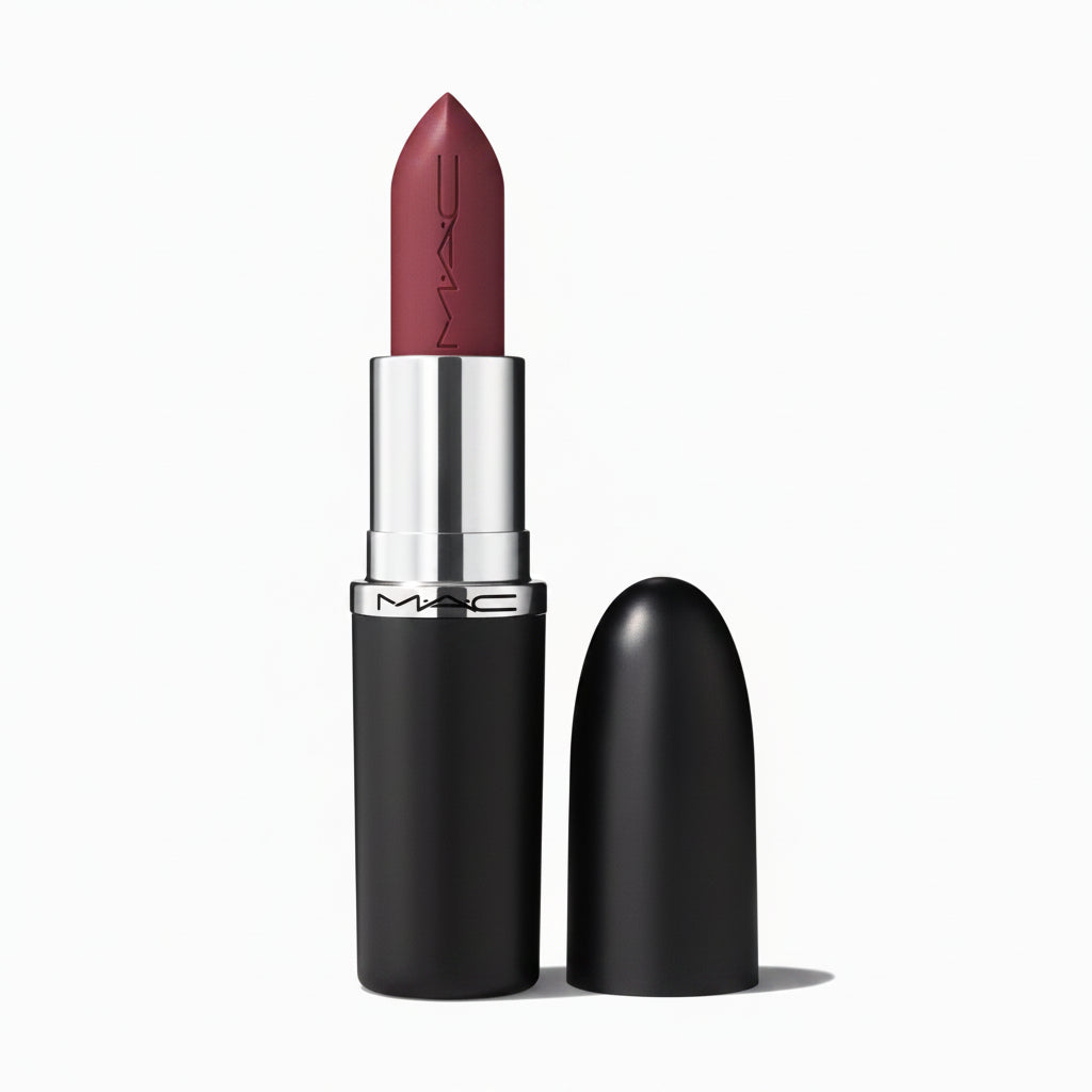 MAC Macximal Sleek Satin Lipstick Amorous berry profundo packaging frontal