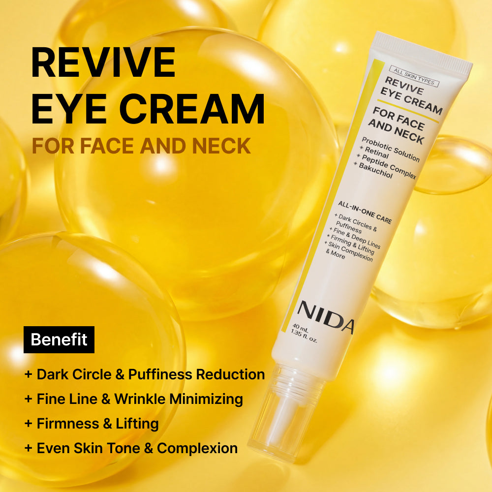 NIDA Revive Eye Cream para ojeras, líneas finas, firmeza y tono uniforme — Glowup Makeup