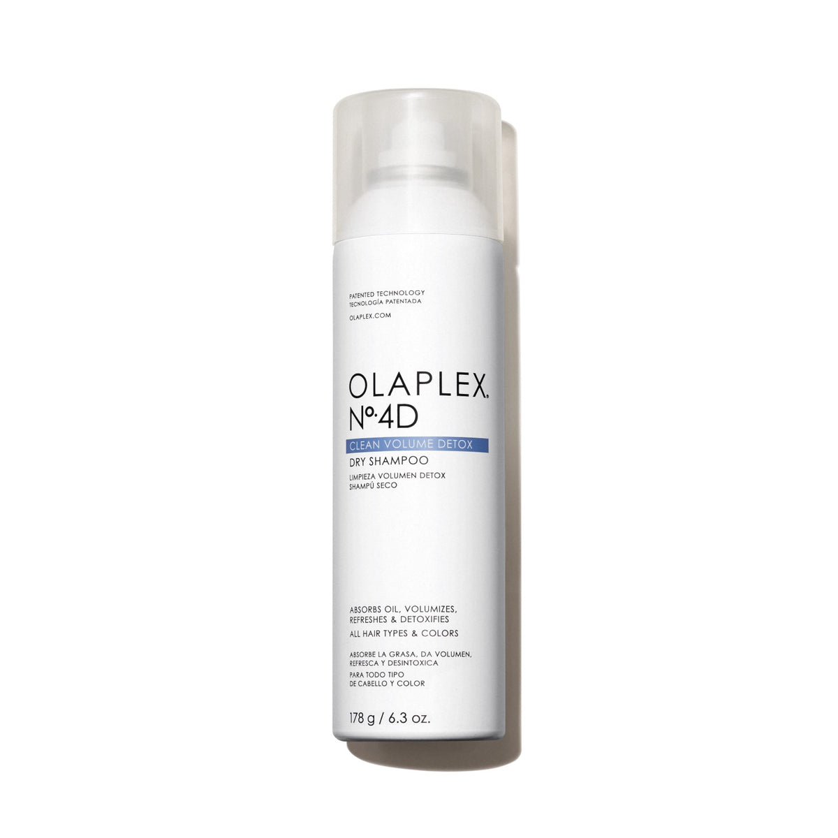 Olaplex Nº.4D Clean Volume Detox Dry Shampoo 178g envase en aerosol sobre fondo blanco