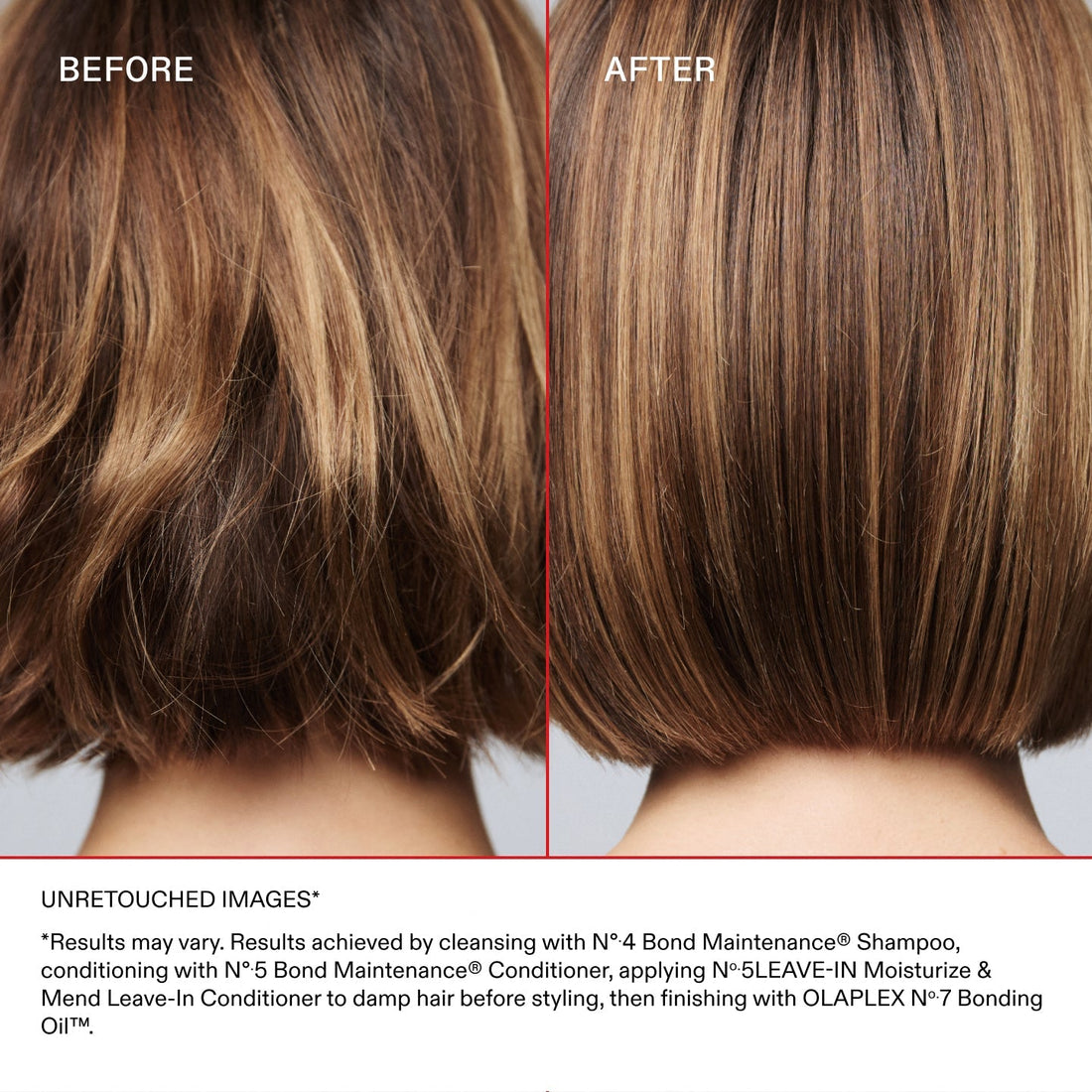 Antes y después del Olaplex Nº.5 Leave-In: puntas selladas y cabello más suave