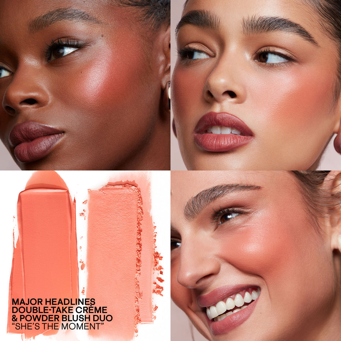 Patrick Ta Blush Duo She’s The Moment aplicado en distintos tonos de piel