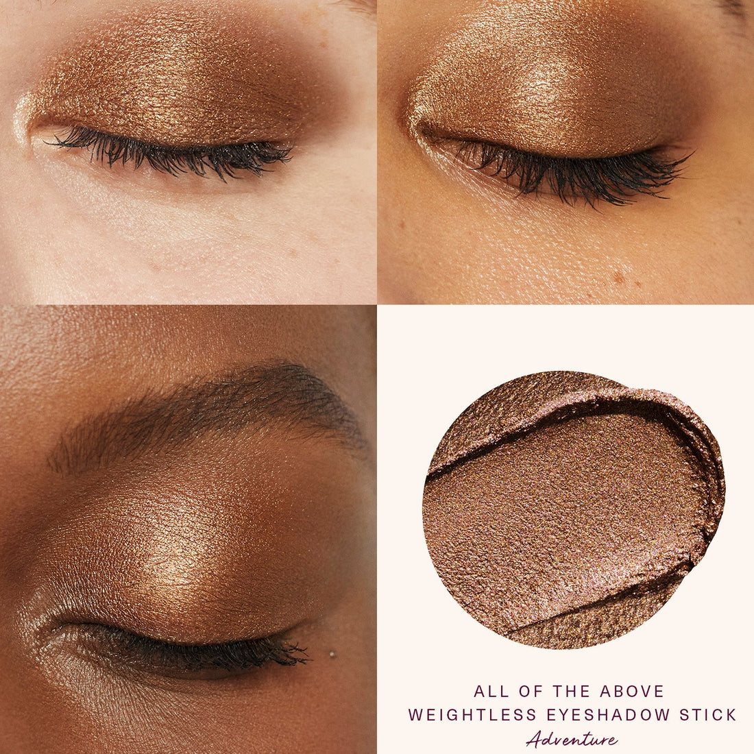 Rare Beauty Adventure macro detalle textura cremosa bronze