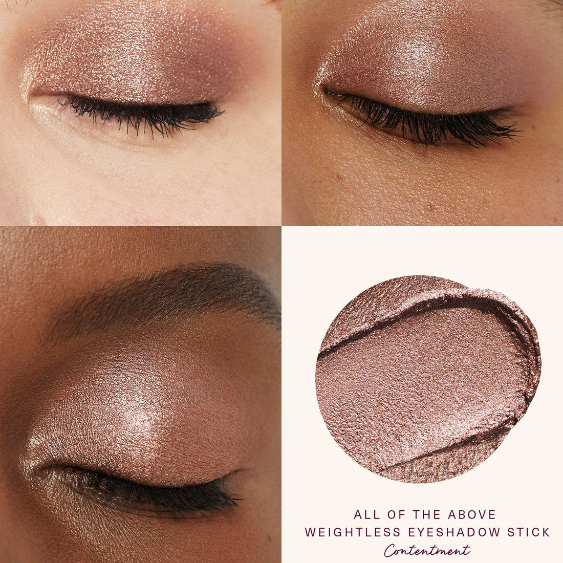 Rare Beauty Contentment macro detalle textura cremosa rose taupe