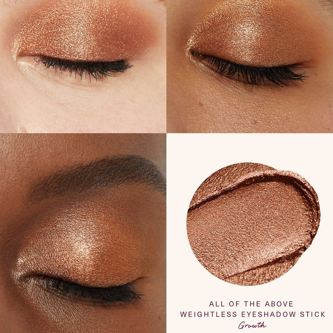 Rare Beauty Growth macro detalle textura cremosa copper