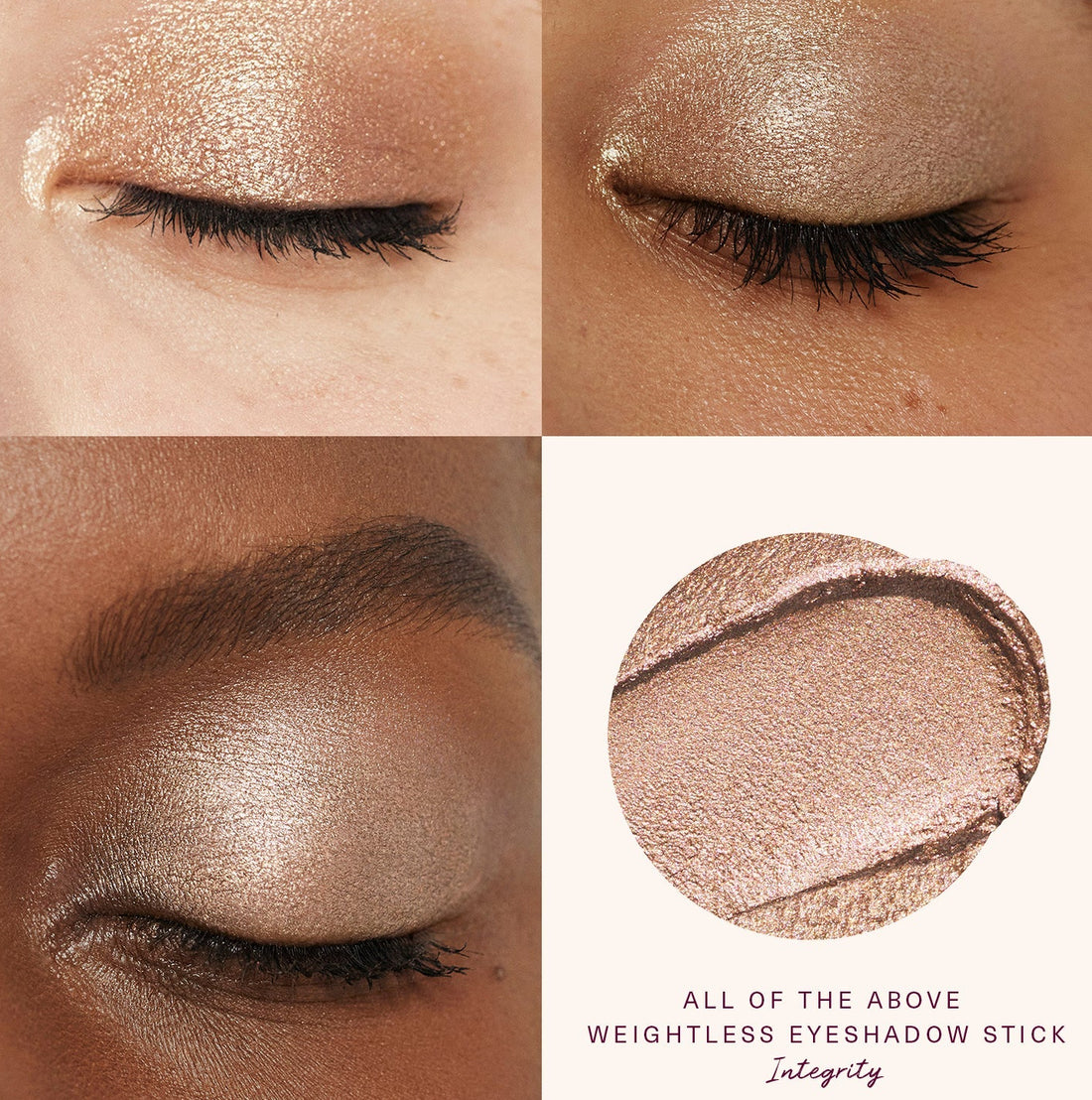 Rare Beauty Integrity macro detalle textura cremosa champagne