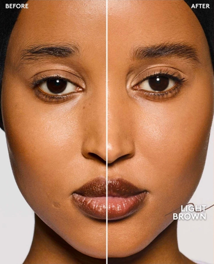 Antes y después del Fenty Beauty Brow MVP en tono Light Brown