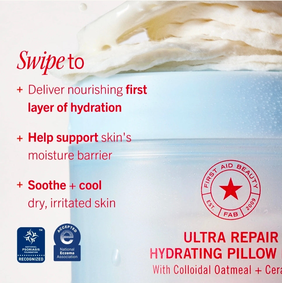 First Aid Beauty Ultra Repair Hydrating Pillow Pads — Avena Coloidal + Ceramidas (60 pads)