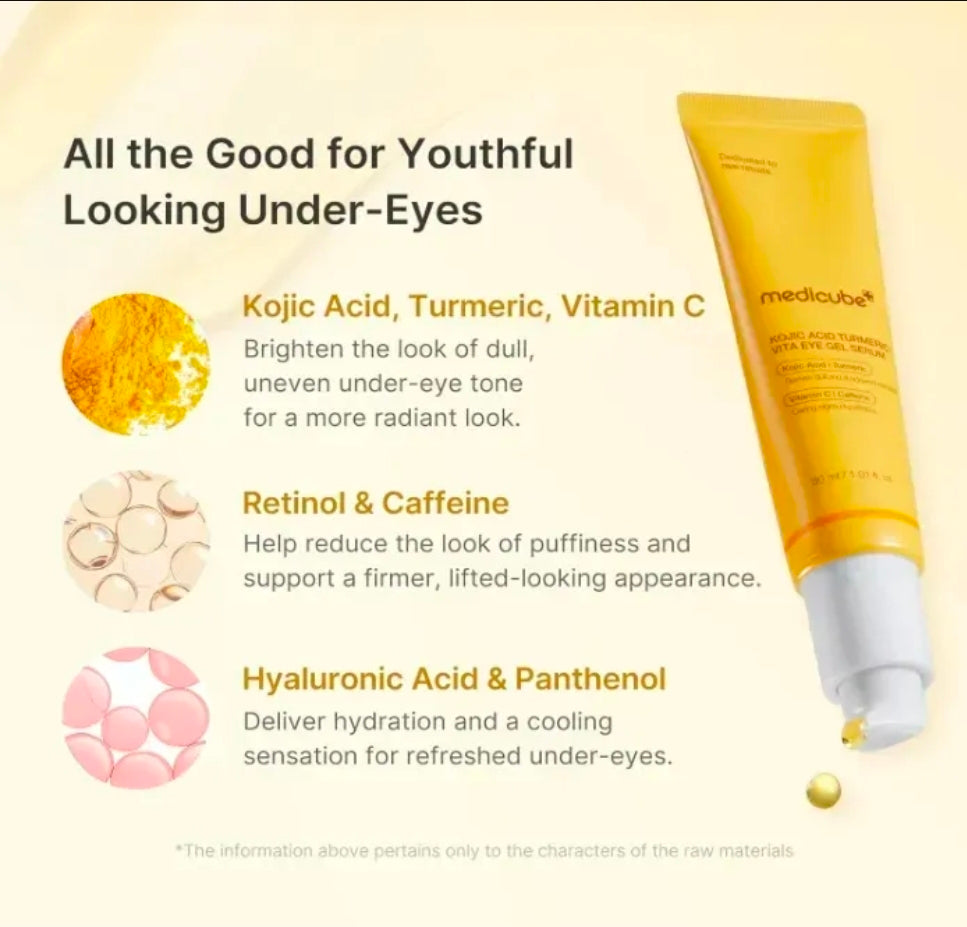 Medicube Kojic Acid Turmeric Vita Eye Gel — Presentación | Glowup