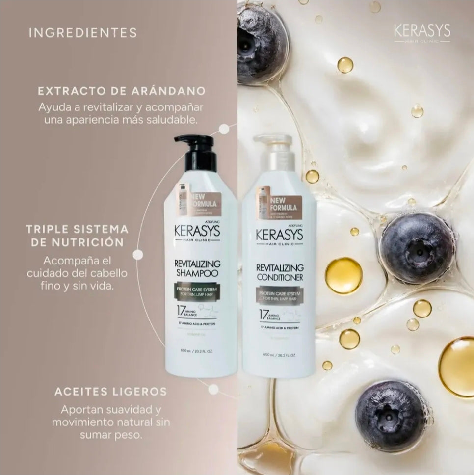 Kerasys Kit Shampoo + Acondicionador Revitalizante Coreano 600 Ml