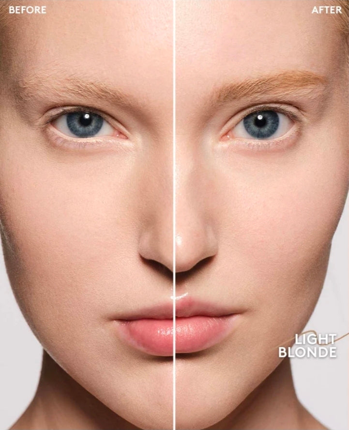 Antes y después del Fenty Beauty Brow MVP en tono Light Blonde