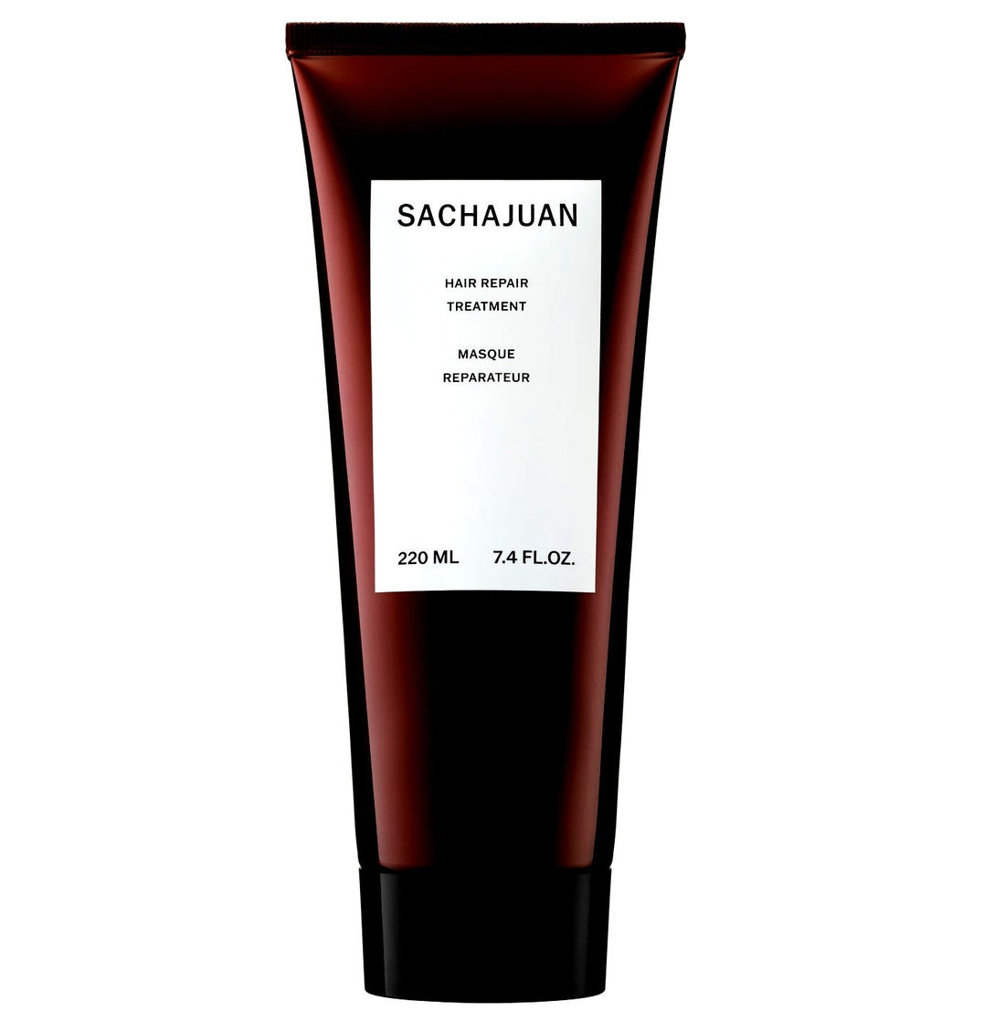 Sachajuan Hair Repair Treatment 220 ml, pomo color caoba con etiqueta blanca sobre fondo blanco