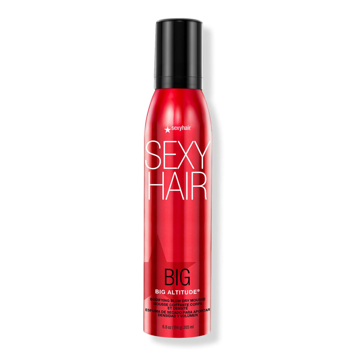 Sexy Hair Big Altitude Mousse Voluminizador envase rojo en aerosol sobre fondo blanco