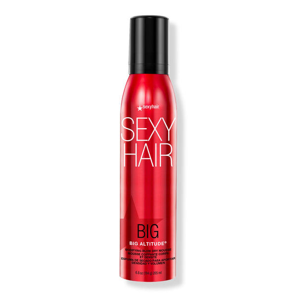 Sexy Hair Big Altitude Mousse Voluminizador envase rojo en aerosol sobre fondo blanco