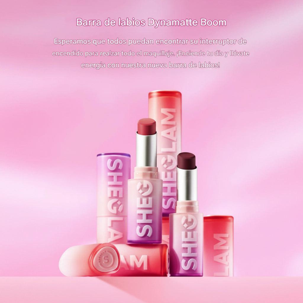 SHEGLAM Dynamatte Boom High Key swatch labial marrón nude