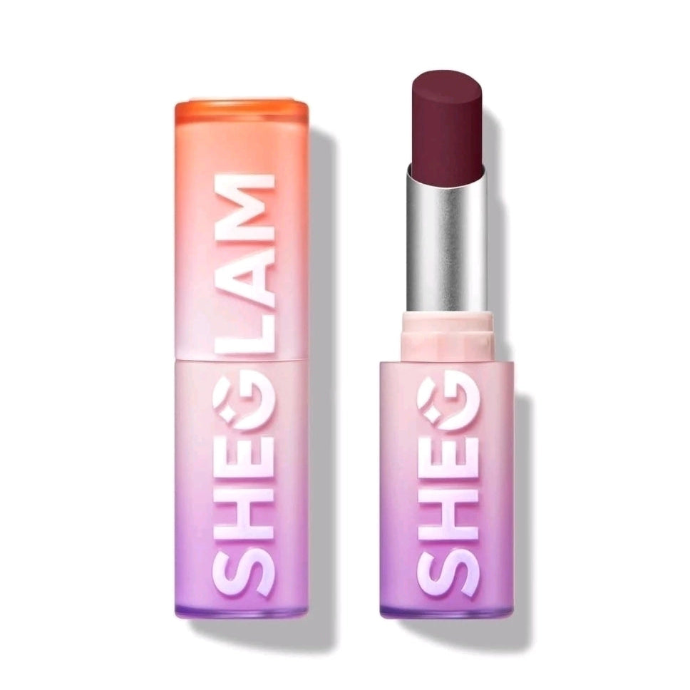 SHEGLAM Dynamatte Boom I'm Risky lipstick deep purple packaging