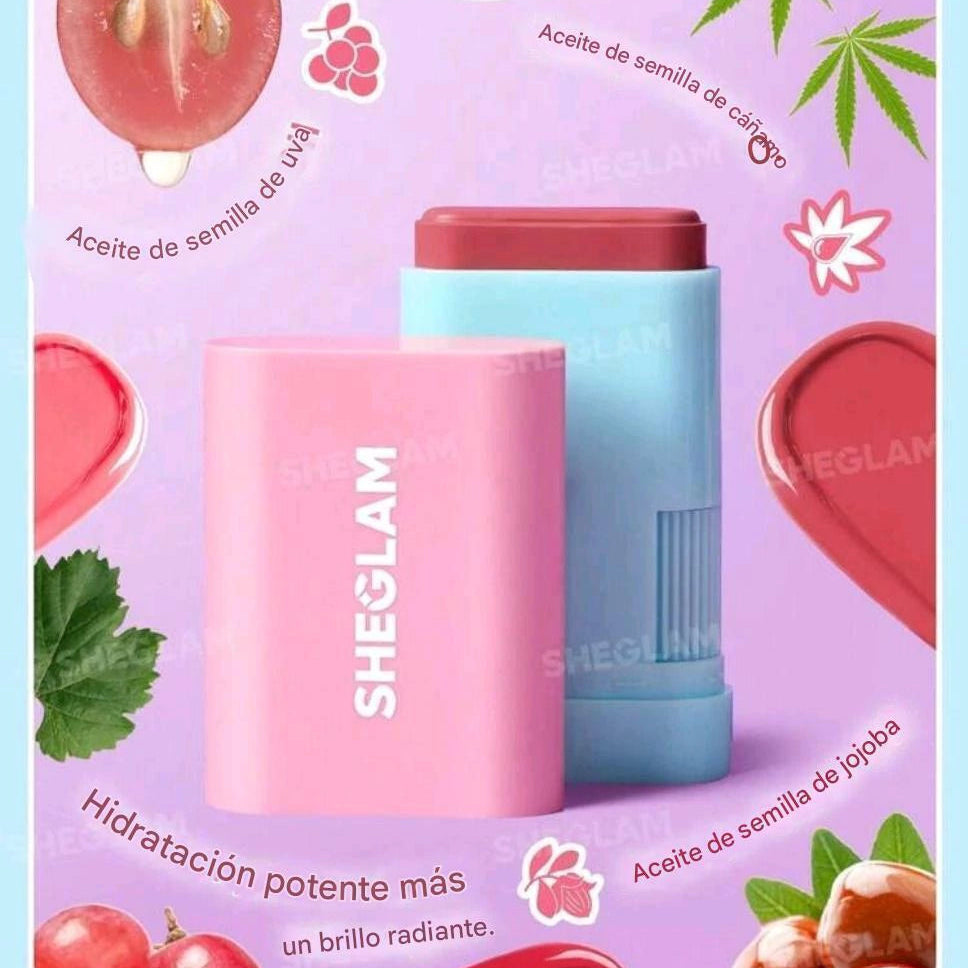 SHEGLAM Glass Glow Cherry Express rubor en barra rojo cereza vista lateral