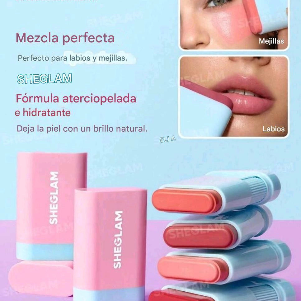 SHEGLAM Glass Glow Stunner detalle coral rosado moderno