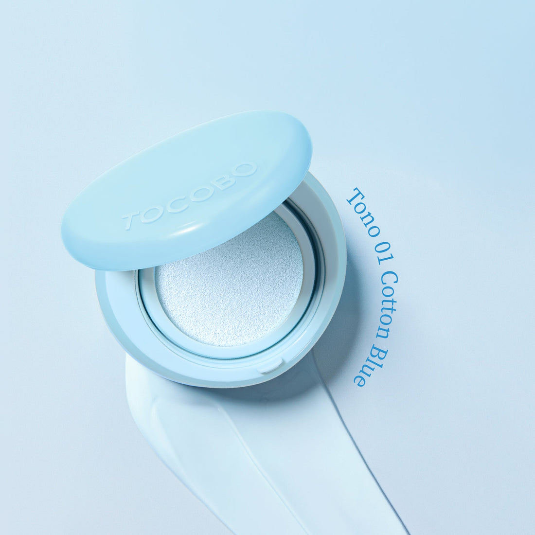 TOCOBO Cotton Blue Sun Cushion aplicación rostro efecto blur