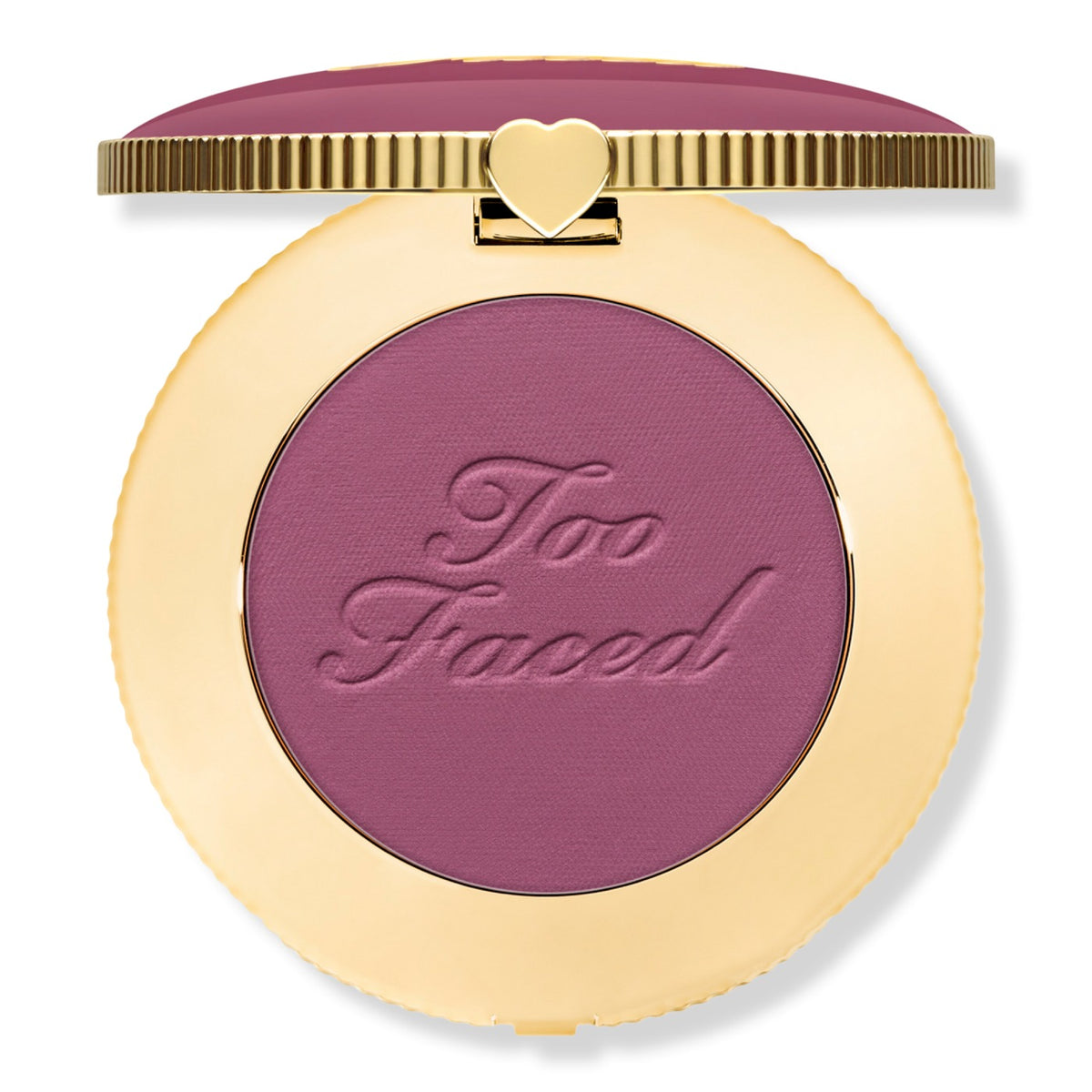 Too Faced Cloud Crush Blurring Blush tono Berry Dreamy, compacto dorado abierto sobre fondo blanco