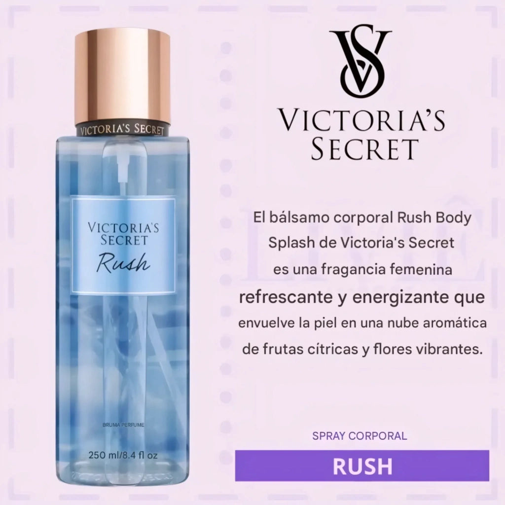 Body mist Rush Victoria's Secret notas florales ámbar 8.4 fl oz